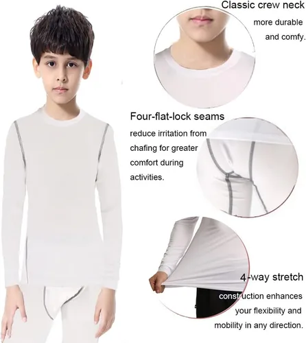 Miniatura 4 de Conjunto de camisetas y pantalones de béisbol de compresión para niños y jóvenes, camisas atléticas de manga larga, pantalones de fútbol, pantalones