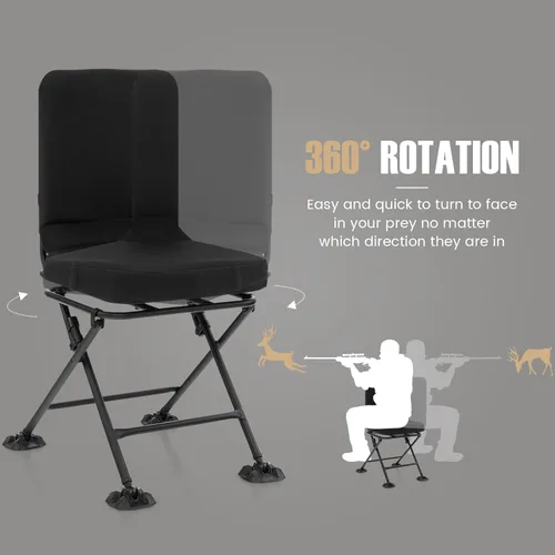 Miniatura 5 de Tangkula Silla de caza, silla ciega giratoria de 360 grados con cojín acolchado, almohadillas ajustables, sillas de caza plegables portátiles