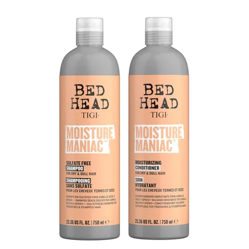 TIGI Bed Head - Juego de champú y acondicionador sin sulfato para cabello seco, cuidado del cabello maníaco de humedad con aceite de argán, 25.36