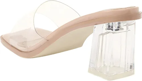 Miniatura 5 de vivianly Sandalias de tacón transparente para mujer, tacones gruesos transparentes, sin espalda, puntera abierta, sin cordones, zapatos de vestir