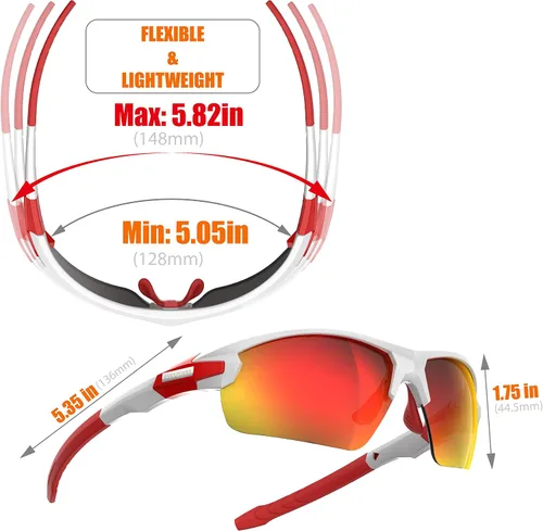 Miniatura 3 de Gafas de sol profesionales Ride Your Way, envolventes, sin marco, para ciclismo, para hombres y mujeres Q5c Blanco/Rojo