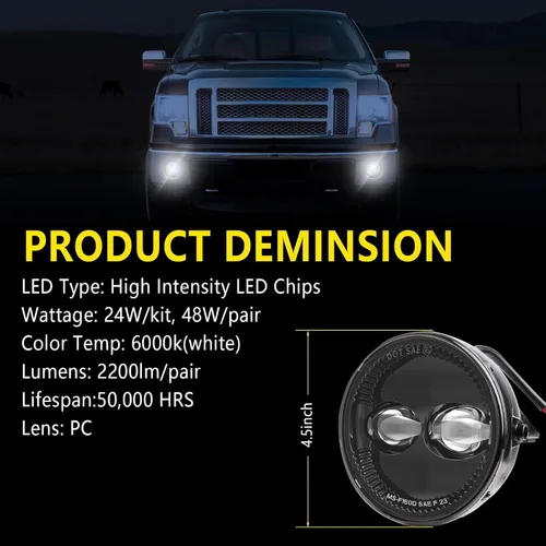 Miniatura 6 de Luces antiniebla LED, lámparas de parachoques, conjunto de reemplazo para Ford F150 2006 2007 2008 2009 2010 2011 2012 2013 2014 F150
