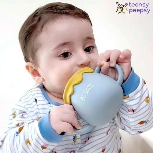 Miniatura 4 de Tarro de Miel Pot 3 en 1 Taza de Entrenamiento de Silicona de 8.5oz, Taza para Sorber para Bebé con Popote y Tapa para Snacks para 6 meses+ Taza