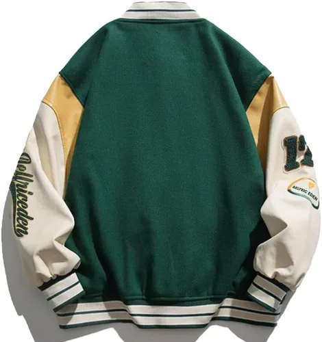 Miniatura 5 de Aelfric Eden Chaqueta universitaria con estampado de amor y letras para hombre, chaqueta de béisbol con gráficos vintage, unisex, ropa de calle