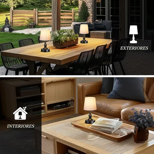 Miniatura 6 de PARTPHONER Mini lámpara de mesa LED inalámbrica, lámpara recargable de 5200 mAh, brillo de 3 niveles, lámpara de escritorio regulable táctil, luz