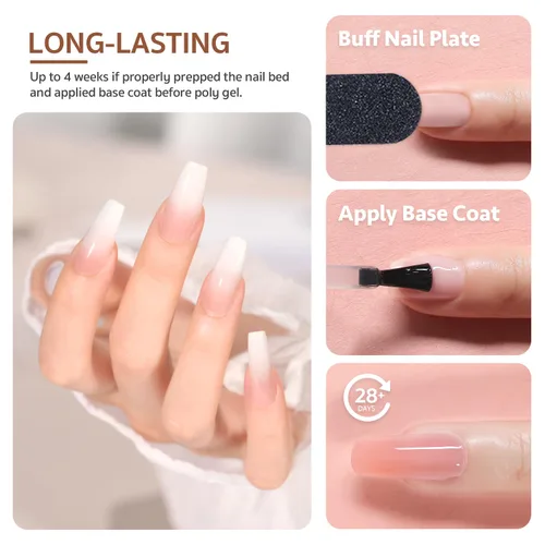 Miniatura 3 de GAOY - Juego de gel polivinílico de 6 colores clásicos rosa desnudo negro, kit de mejora de uñas de gel para arte de uñas DIY
