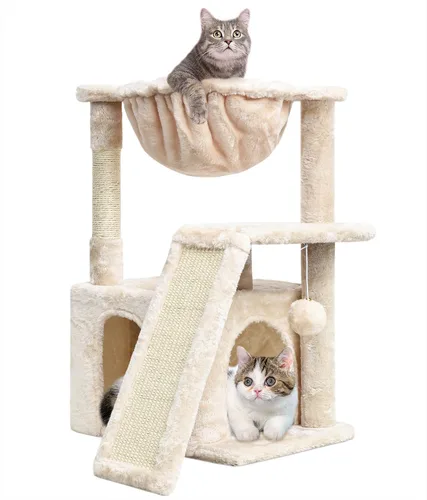 SYANDLVY Árbol para gatos de interior para gatos adultos grandes, torre de actividades moderna con postes rascadores y tablero, condominio con