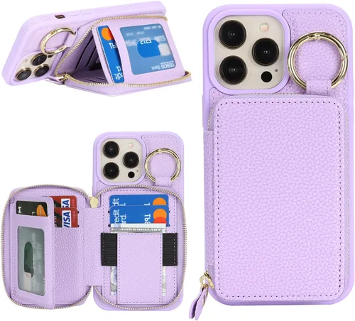 Miniatura 15 de Funda compatible con iPhone Air Wallet con tarjetero para iPhone Air, funda con cremallera y ranura para mujer, 5G de 6.5 pulgadas, color oro rosa