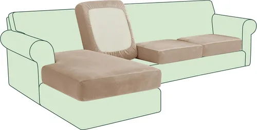 Miniatura 28 de CHUN YI - Funda elástica de cojín para sofá biplaza, funda de asiento de sofá con tela jacquard de elastano (mediana, color marfil blanco)