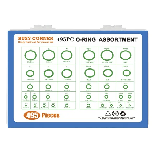 Miniatura 6 de BUSY-CORNER Kit de 495 piezas de juntas tóricas métricas SAE con púa de junta tórica y herramientas de instalación, arandela de goma para A/C