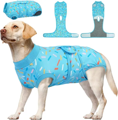 Miniatura 11 de Kuoser Traje de cirugía para perro, cómodo traje de recuperación para perros hembras para cirugía, mameluco protector posoperatorio, alternativa