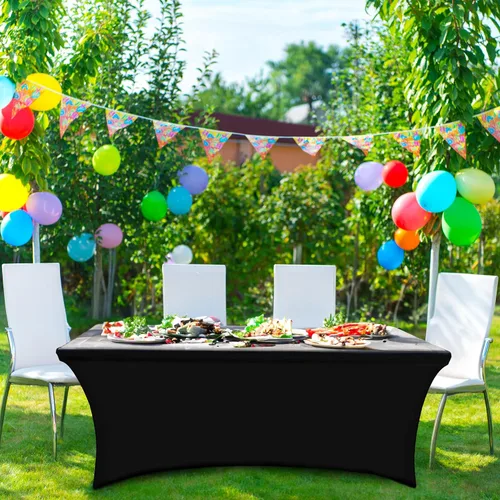 Miniatura 2 de YOUR CHAIR COVERS - Mantel rectangular de elastano de 6 pies, mantel elástico para eventos de boda, decoración de patio, tela elástica y estirable