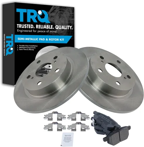 Miniatura 9 de TRQ Juego de pastillas de freno semimetálicas traseras y rotores compatibles con Chevrolet Trailblazer 02-06 Trailblazer EXT 04-06 SSR 02-07 GMC