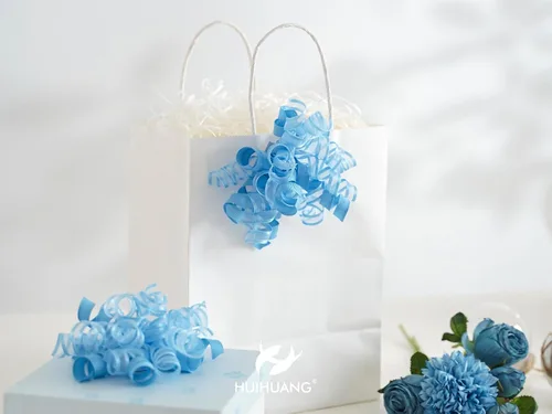 Miniatura 9 de HUIHUANG Lazos azules para envolver regalos, lazos de regalo azul bebé, 5 pulgadas x 8 unidades, lazo rizado autoadhesivo para regalos, bolsa