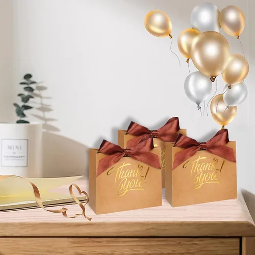 Miniatura 3 de KPOSIYA Bolsas de Regalo Pequeñas, Paquete de 100 Bolsas Pequeñas de Agradecimiento 4.5x1.8x3.9 Pulgadas Bolsa de Favor de Fiesta Bolsa de Papel