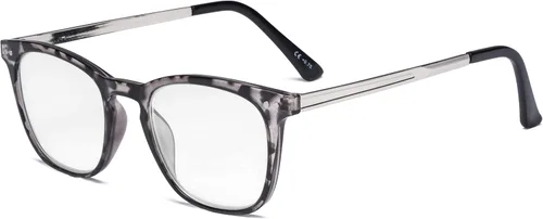 Miniatura 13 de Eyekepper Lectores Retro Cuadrado Plástico Marco Metal Brazos Lectura Gafas Ámbar/Negro Brazo +0.5