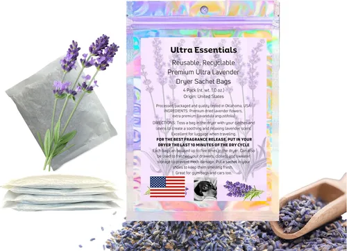 Miniatura 10 de Bolsas para secadora de lavanda, flores extra premium, bolsitas perfumadas de lavanda para cajones y armarios, bolsas ambientadoras naturales