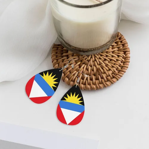 Miniatura 7 de Pendientes de bandera de país en forma de lágrima para mujer, ligeros, de cuero, colgantes, joyería patriótica para regalos