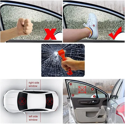 Miniatura 6 de Martillo de seguridad para automóvil con cortador de cinturón de seguridad y cortador de ventana de vidrio, herramienta de escape de emergencia