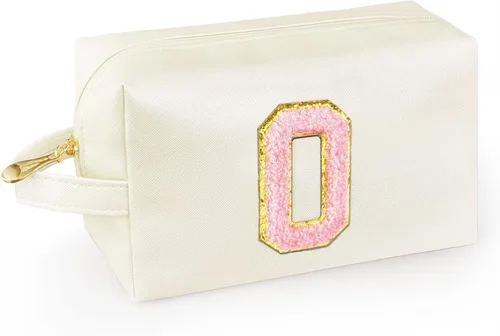 Miniatura 24 de Bolsa de maquillaje personalizada con inicial con asa, bolsa de cosméticos de preparación con bolsillo interior con cremallera, 8, 9, 10, 11, 12