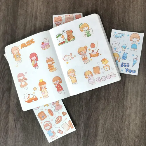 Miniatura 7 de Kawaii Washi - Juego de calcomanías (50 hojas), postre dulce, fruta, plantas, papelería, gelatina, pastel de gelatina, calcomanías de alimentos