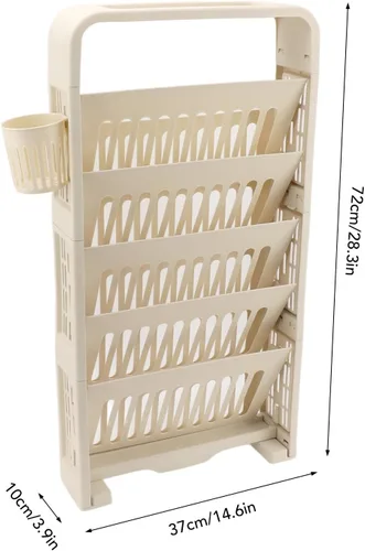 Miniatura 7 de Diydeg Estantería de almacenamiento para libros de 6 niveles, estantería extraíble y única, carrito de almacenamiento delgado para libros, estante