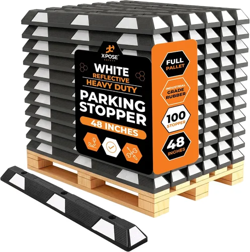 Miniatura 12 de Xpose Safety Tope de goma resistente de 22 pulgadas para estacionamiento, paquete de 2 bloques de ruedas para garaje, entrada o rampa, tope