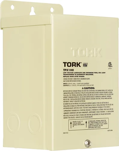 NSi TORK TPX100 - Transformador de seguridad de bajo voltaje de 100 vatios para piscina/spa interior/exterior, paisajismo y productos de iluminación
