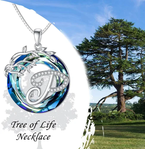 Miniatura 3 de TOUPOP Regalos para mujeres, collar con colgante de letra inicial de la A a la Z con círculo azul, joyería de cristal para mujeres, su madre