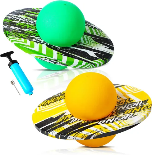Junkin 2 piezas Tabla de trucos de pelota Pogo, juguete tabla de equilibrio, pelota de equilibrio Pogo con bomba y cubierta de agarre fuerte para