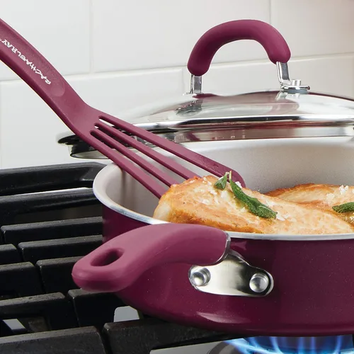 Miniatura 2 de Rachael Ray KitchenTools and Gadgets - Utensilios de cocina de nailon, espátula, espátula, torneros de pescado, 2 piezas, color rosa
