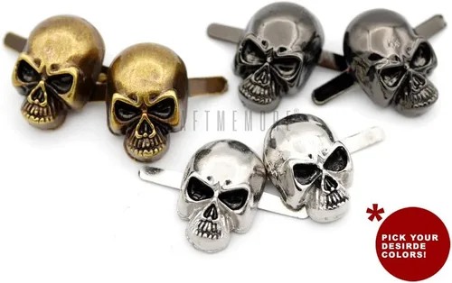 Miniatura 3 de CRAFTMEMORE Paquete de 10 adornos de cuero con forma de calavera y forma gótica, forma de hueso, diseño de fantasma, para manualidades