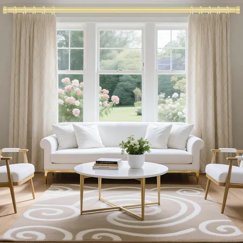 Miniatura 2 de VOIIY - Barras de cortina doradas para ventanas, 1 pulgada de diámetro, con remates de tapa en extremos, estilo moderno, 36 a 88 pulgadas Oro