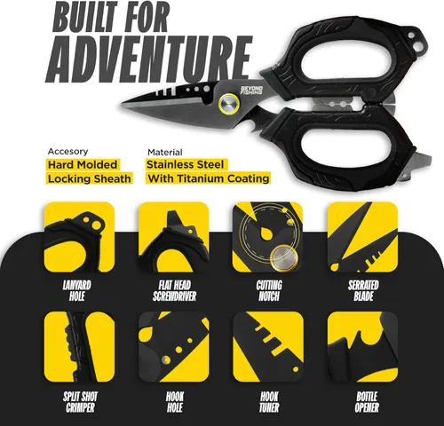 Miniatura 4 de Beyond Fishing - Tijeras de pesca profesionales de 6.5 pulgadas, cuchillas dentadas dobles, tijeras de línea trenzada de pesca con revestimiento