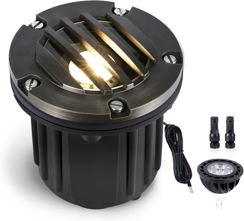Miniatura 24 de Gardenreet Luz de pozo de latón - Iluminación de paisaje impermeable para exteriores de 12V LED enterrada, lámpara de bajo voltaje con bombilla