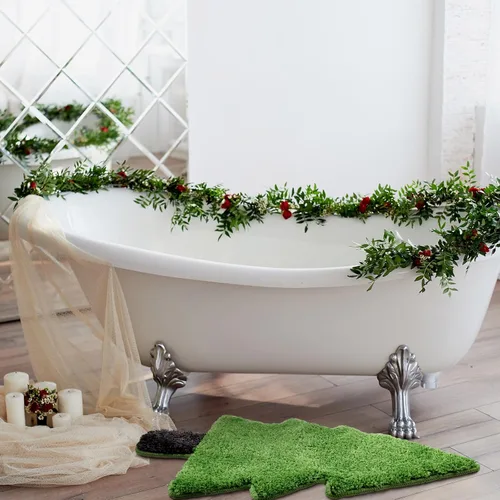 Miniatura 6 de Tinideya Alfombra de baño de árbol de Navidad para niños, 28 x 20 pulgadas, tapete de baño para bañera, árbol de Navidad, tapete de baño verde