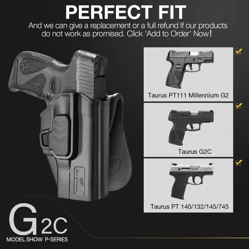 Miniatura 3 de OWB Holster for Taurus G2C/G3C, PT111/PT140 G2, G3C Toro – Index/Thumb Release, RDS Ready Options, Paddle/Clip/IWB Carry, Adjustable Cant, No