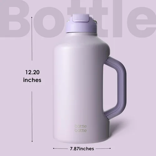 Miniatura 6 de BOTTLE BOTTLE Botella de agua aislada de 64 onzas con popote y tapa de doble uso, botella de agua de acero inoxidable con asa, jarra de acero Púrpura