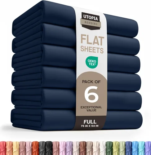 Miniatura 22 de Utopia Bedding Sábanas Planas - Paquete de 6 - Tela de Microfibra Cepillada Suave - Sábana Superior Resistente al Encogimiento y Decoloración - Gris