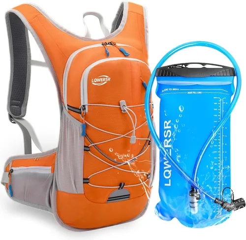 Miniatura 9 de Mochila de hidratación de 20 L, ligera, transpirable, con bolsa de agua de 2 L, correas ajustables para el pecho, chaleco de hidratación