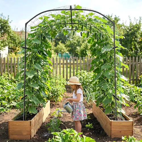 Miniatura 2 de DoCred Enrejado de arco de jardín alto para plantas trepadoras, 87 pulgadas de alto, soporte de metal para plantas trepadoras, arcos de enrejado