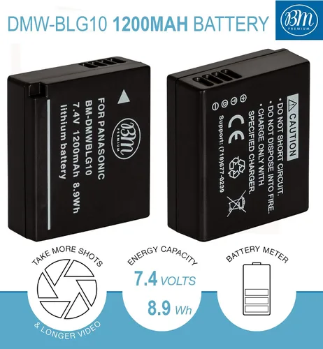 Miniatura 2 de BM - Paquete de 2 baterías DMW-BLG10 y cargador de batería dual para Panasonic Lumix DC-ZS200, ZS300, DC-G100, ZS70, ZS80, ZS99, DC-GX9, DMC-GX80