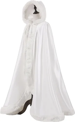 Miniatura 2 de WOWBRIDAL Capa nupcial de 57 pulgadas para mujer, capa de boda con manopla, longitud hasta el suelo