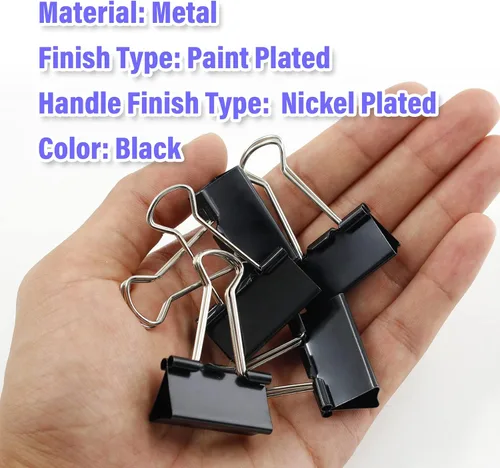Miniatura 4 de Paquete de 40 clips medianos para carpeta, 1 1/4 pulgadas / 1.260 in, abrazaderas de papel de metal negro para oficina, escuela, hogar, bricolaje