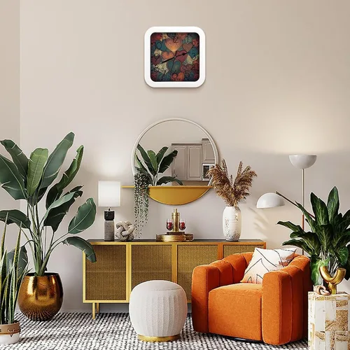 Miniatura 7 de 10" Square Modern Wall Clock,Different Heart Patterns Print Kitchen Clocks Wall Battery Operated,Silent Non Ticking Unique Funny Cute Wall Clock for