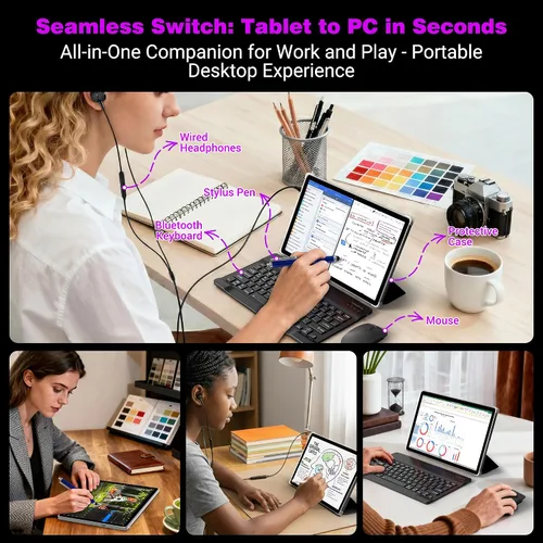 Miniatura 6 de Tablet Android 16 Slim 2025 de 11 pulgadas con teclado, lápiz óptico y mouse, 2K IPS Widevine L1, 36 GB de RAM 256 GB (1 TB TF), 8000 mAh, T615 8