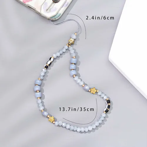 Miniatura 3 de Beaded Phone Charm Cute Fixed Beads Pearl Wristlet Chain Camera Wrist Strap CarKey Lanyard