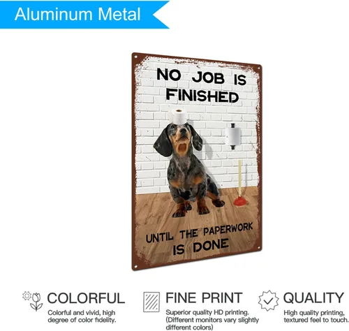 Miniatura 3 de Cartel de hojalata de baño con texto en inglés "No Job is Finish" de metal vintage con texto en inglés "No Job is Finish" ("No Job is Finish")