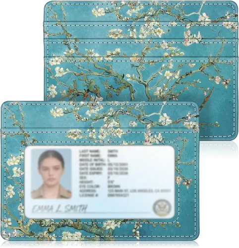 Miniatura 27 de Fintie Billetera delgada y minimalista para bolsillo frontal, con bloqueo RFID, tarjetero y ventana de identificación, para hombre o mujer