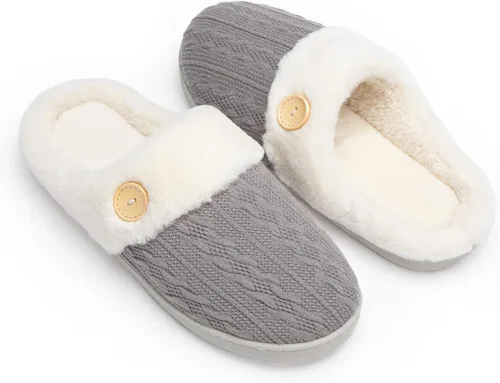 Miniatura 7 de Chantomoo Pantuflas para Mujer Cálidas y Cómodas con Espuma Viscoelástica Pantuflas de Casa Zapatos de Punto con Forro de Piel Sintética Suela